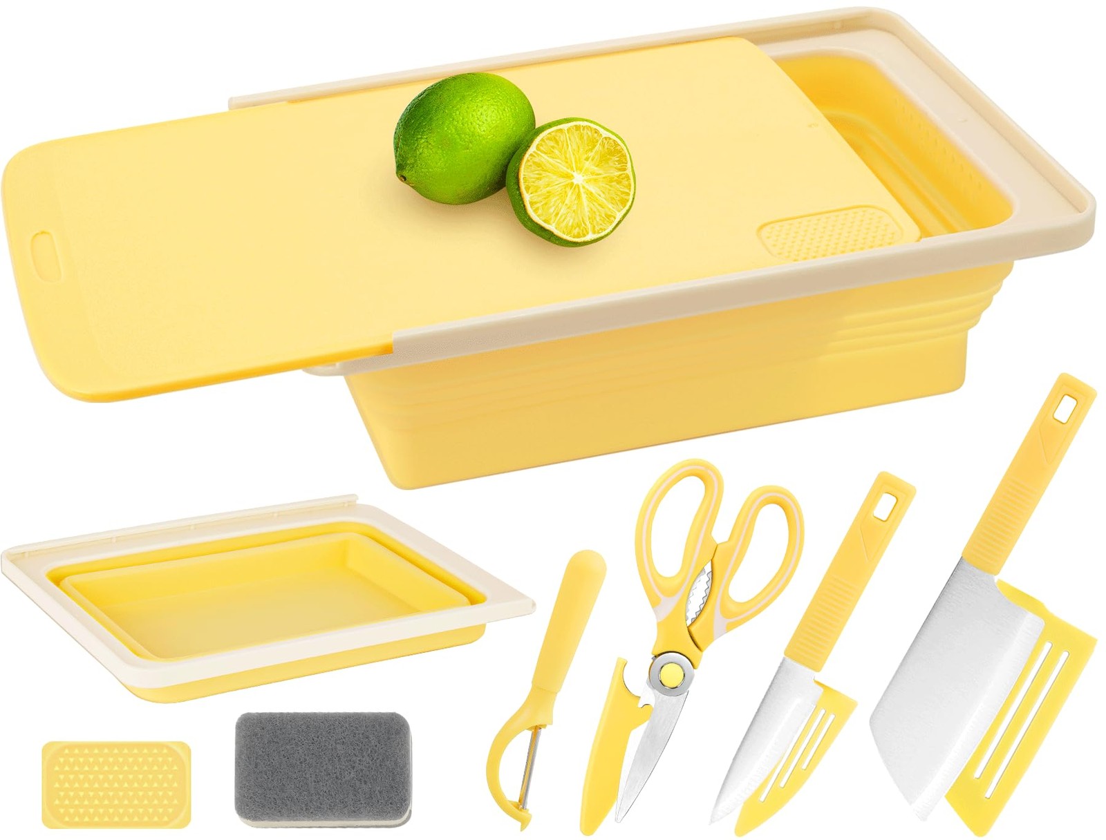 Camping Cutting Board Set – 7-in-1 Portable Foldable Chopping Board with , Ve…