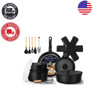 Durable Nonstick Cooking Set with Detachable Handles – 21 Piece Induction Set.