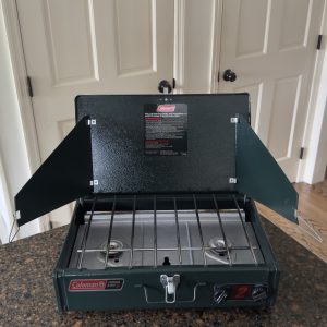 Vintage Coleman Model 5423E721  2-Burner Propane Camp Stove Used Once USA Made.