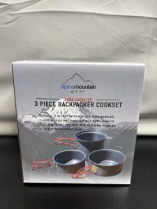 3 Piece Backpacker Hard-Anodized Cook Set – Camping Cookware with Carrying Bag.