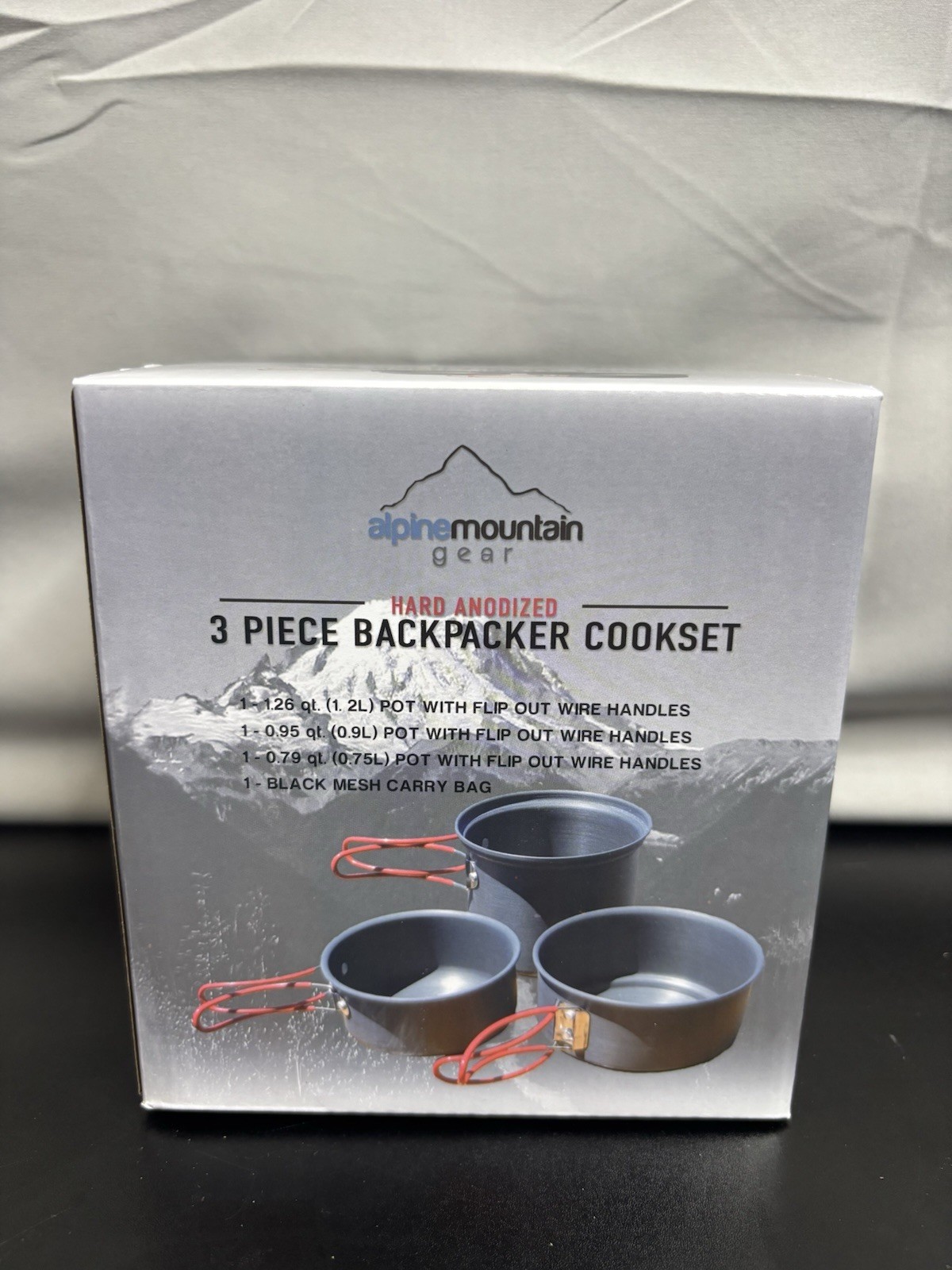 3 Piece Backpacker Hard-Anodized Cook Set – Camping Cookware with Carrying Bag