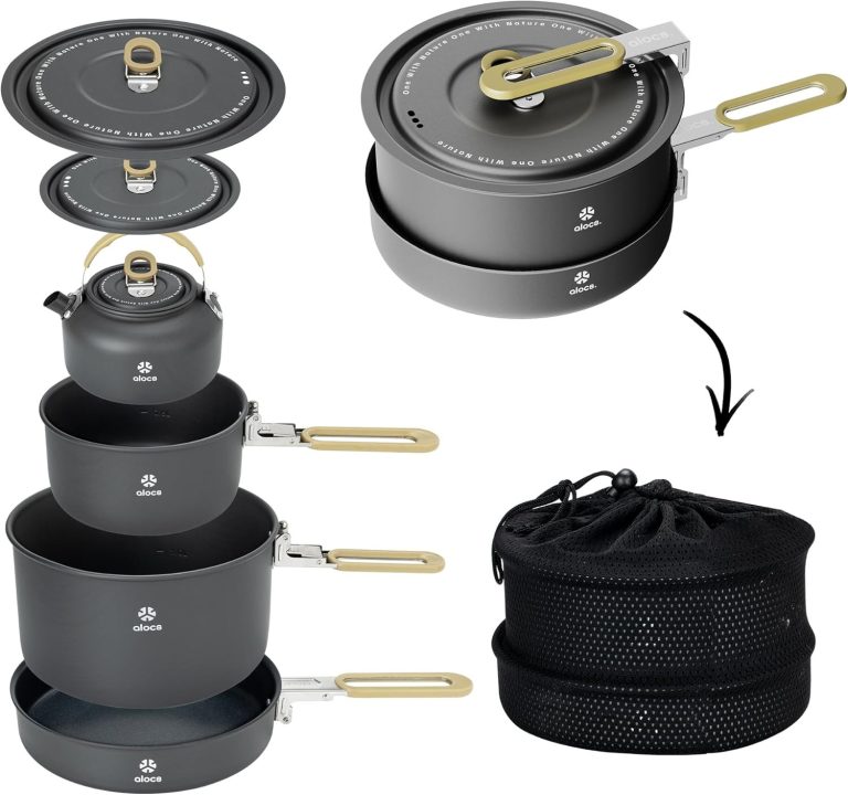 Camping Cookware Set – Lightweight Camping Pots and Pans – Portable Outdoor Cook