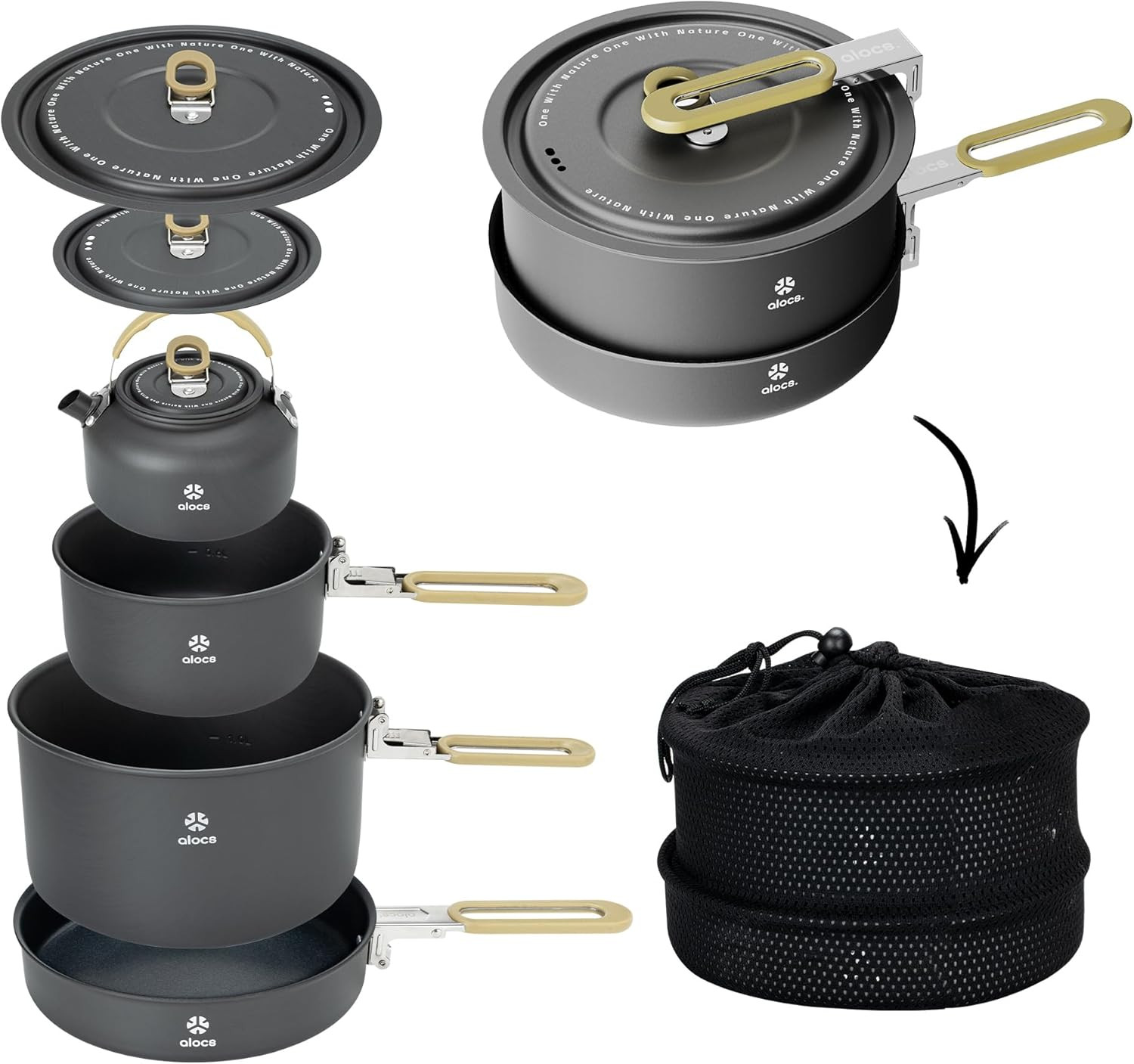 Camping Cookware Set – Lightweight Camping Pots and Pans – Portable Outdoor Cook