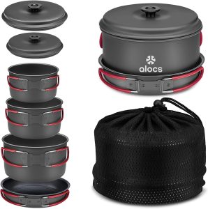 Camping Cookware Set Camping Gear, Compact Camping Pots and Pans Set.
