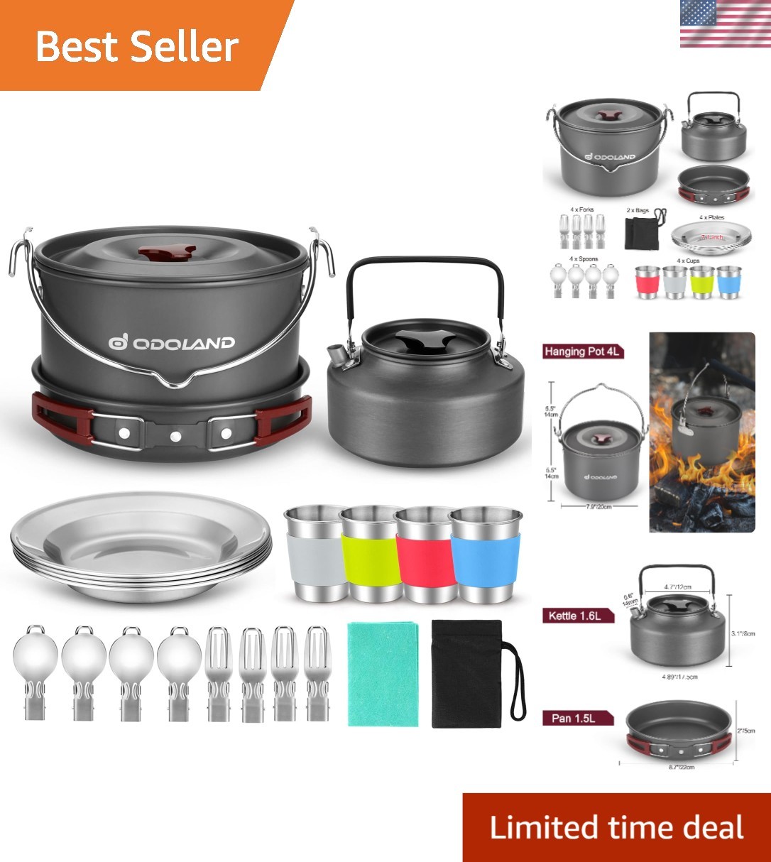 Portable 22-Piece Camping Cookware Mess Kit β Perfect for Outdoor Adventures