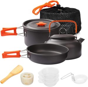 Camping Cookware Set Camping Gear Campfire Utensils Non-Stick Cooking Equipment.