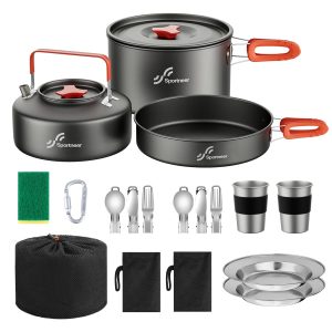 18Pcs Non Stick Lightweight Camping Cookware Set 18Pcs Piece Cookware Set.