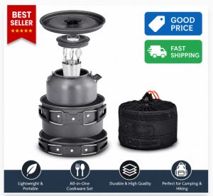Lightweight Camping Cookware Set Compact Outdoor Gear for Hiking & Fishing.