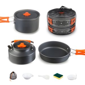 Collapsible Portable Camping Pans pots and Kettle Set (2-4 Person).