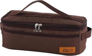 Camping Travel Cooking Utensils Organizer Travel Bag with Net Pockets and Portable.