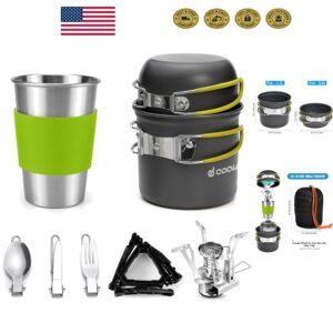 Ultimate 9-Piece Camping Cookware Set with Mini Stove for Outdoor Adventures.
