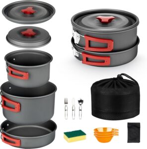 Camping Cookware, Portable Camping Essentials with Accessories.