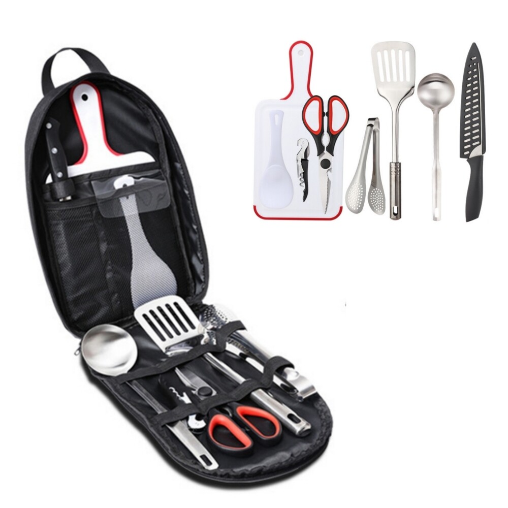 8 Piece Camp Utensil Set Portable BBQ Kitchen Cooking Compact Gear Cookwear.