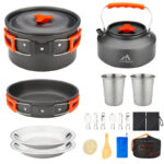 Thtybros 17Pcs Camping Cookware Kit 0.45Gal Pot 7Inches Pan0.30Gal Kettle Set 2.