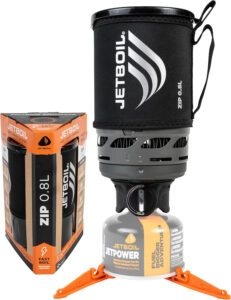 Jetboil Zip 0.8L Portable Fast Boil Stove with Easy-Turn Knob Igniter for Backpacking.