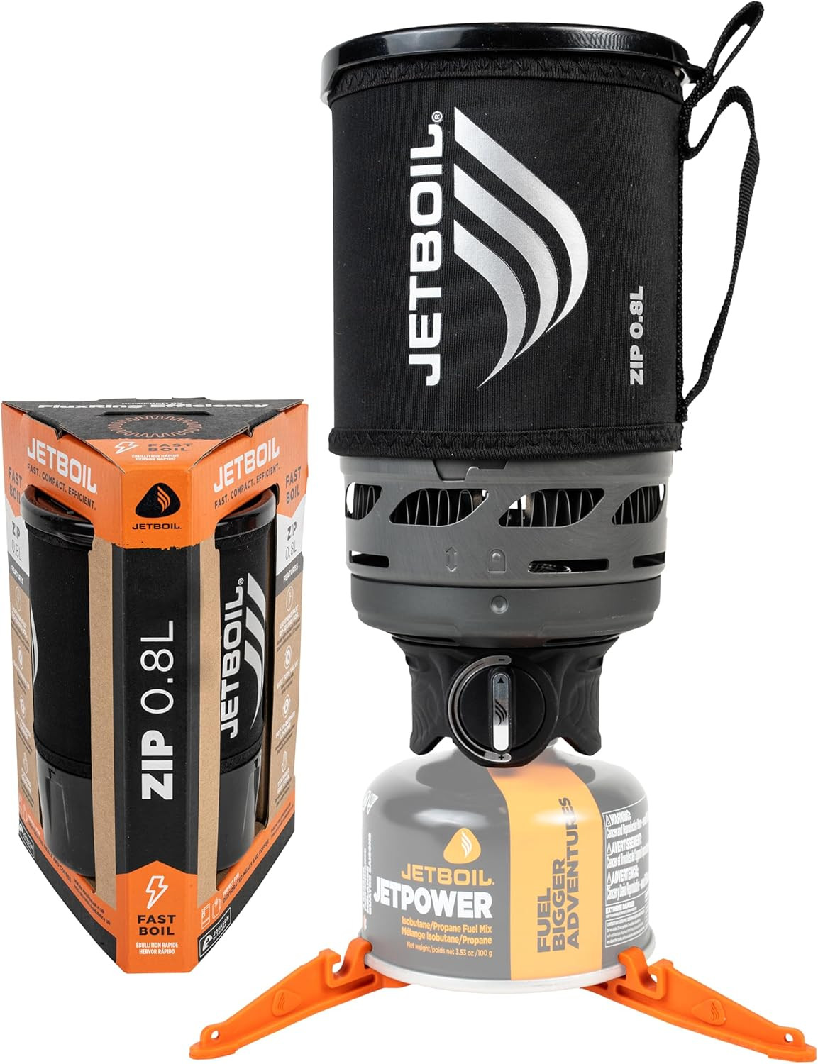 Jetboil Zip 0.8L Portable Fast Boil Stove with Easy-Turn Knob Igniter for Backpa.