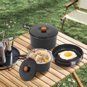 Camping Cookware Set, Stainless Steel Camping Pots Black US.